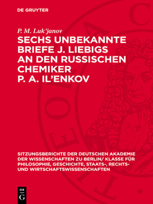 cover image of Sechs unbekannte Briefe J. Liebigs an den russischen Chemiker P. A. Il'enkov